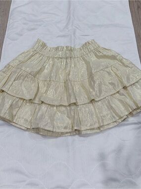 Crewcuts Metallic Cream Tiered Ruffle Skirt